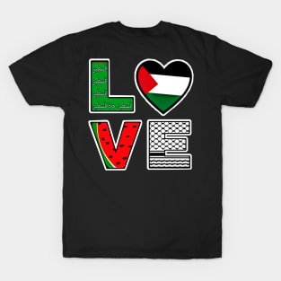 LOVE Palestine Symbols - Back T-Shirt